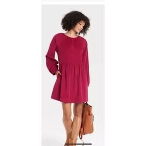 Long Sleeve Corduroy Dress